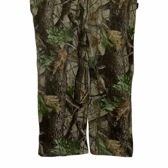 Rare HTF Tough Duck Green Camouflage Denim Hunting Outdoors Bib Overalls XL - Picture 4 of 11